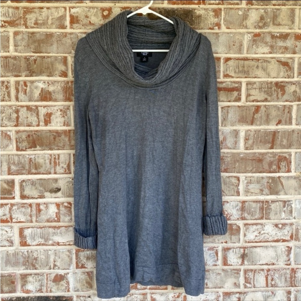 Como Black Cozy Gray Cowl Neck Sweater